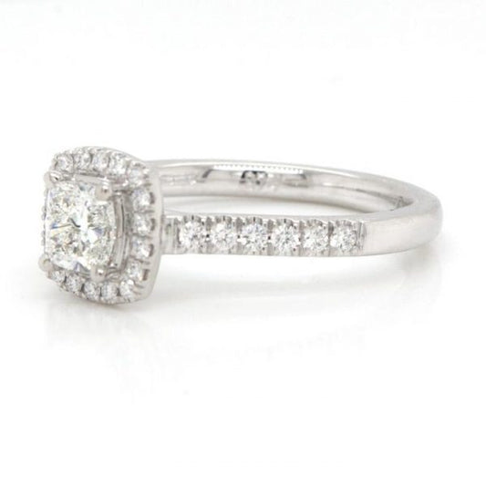 0.53ct Cushion Cut Diamond Cluster Ring in Platinum with GIA Certificate