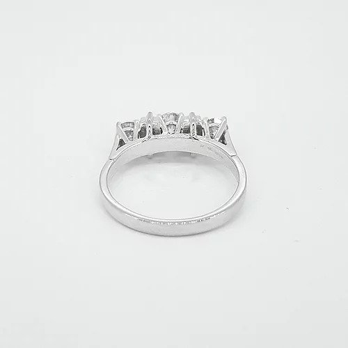 Brilliant and Baguette Cut Diamond Five Stone Ring, 0.75 carats, in 18ct white gold