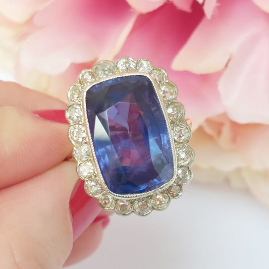 16.50ct Colour Change Sapphire and Diamond Ring