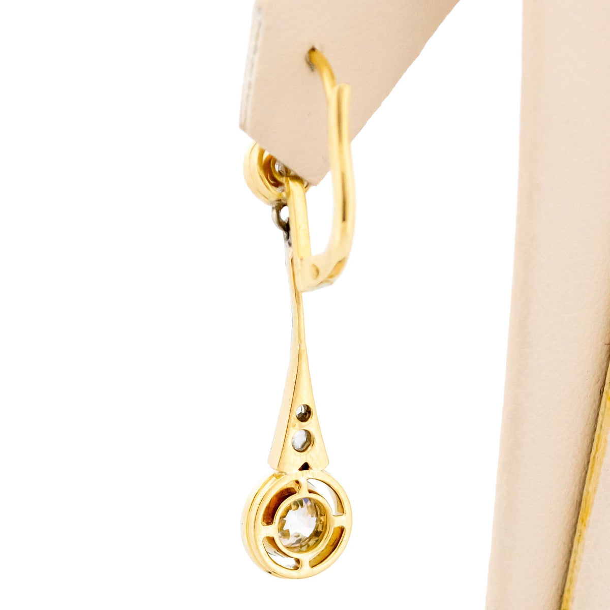 Art Deco 18 Carat Gold Old Mine-Cut and Rose-Cut Diamond Drop Earrings, 1.10 Carats