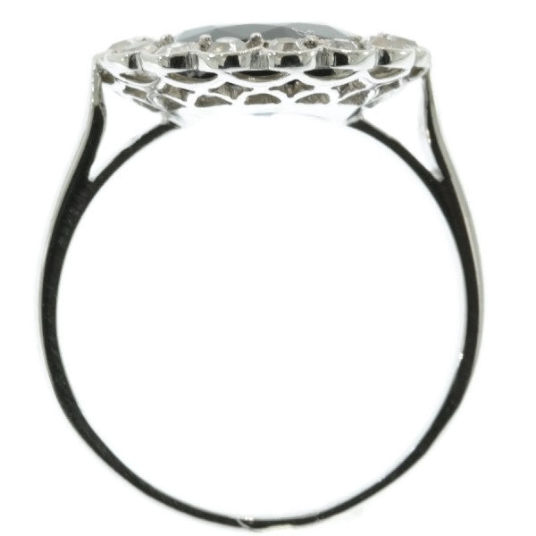 Antique Art Deco Platinum Diamond and Sapphire Engagement Ring