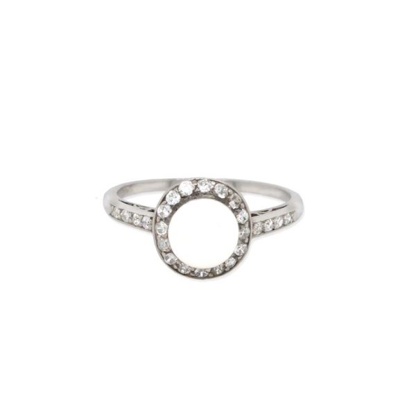 Pearl and Diamond Cluster Ring set in Platinum