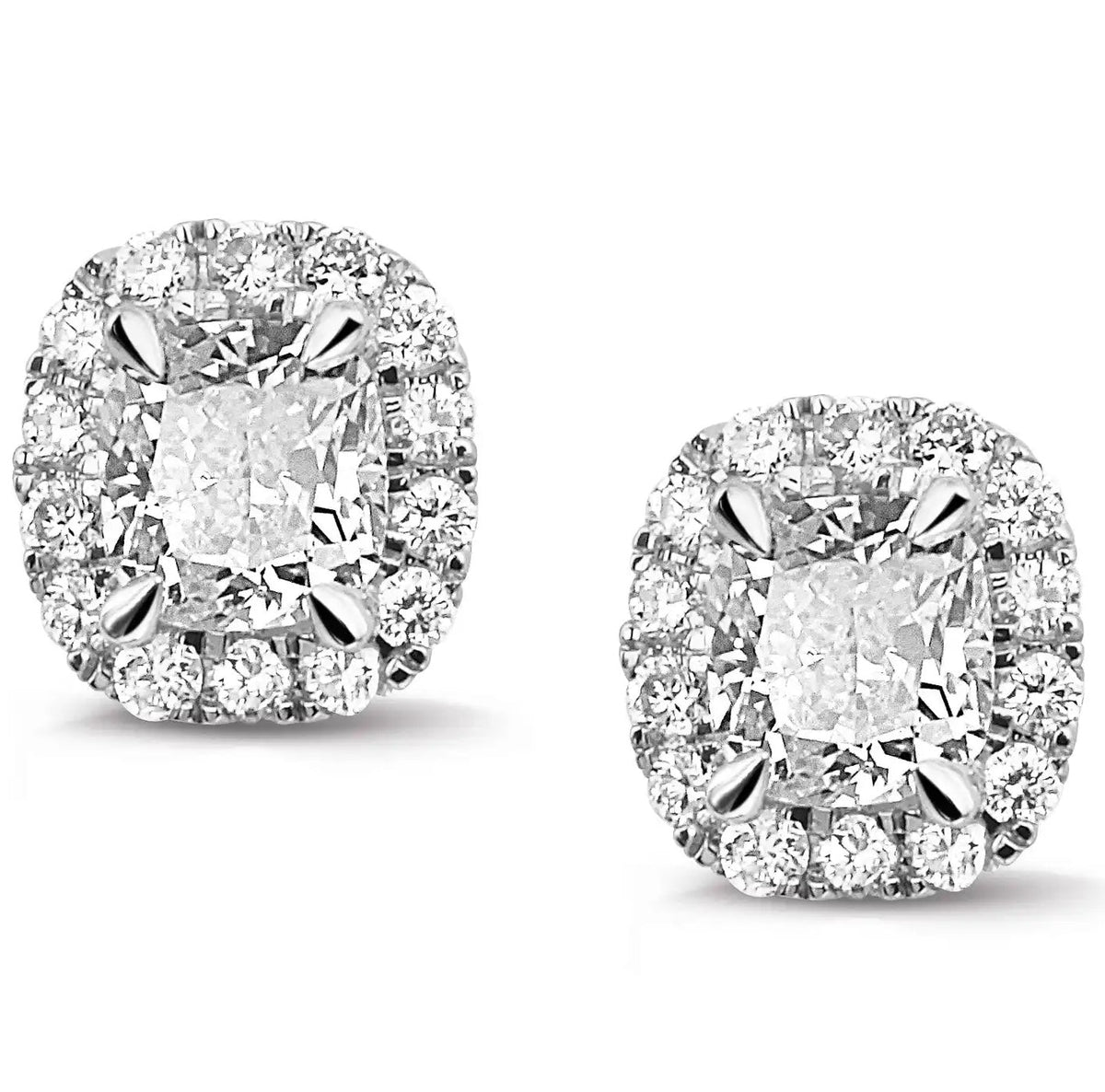 Modern 14 Carat White Gold Diamond Cluster Earrings, 0.69 Carat