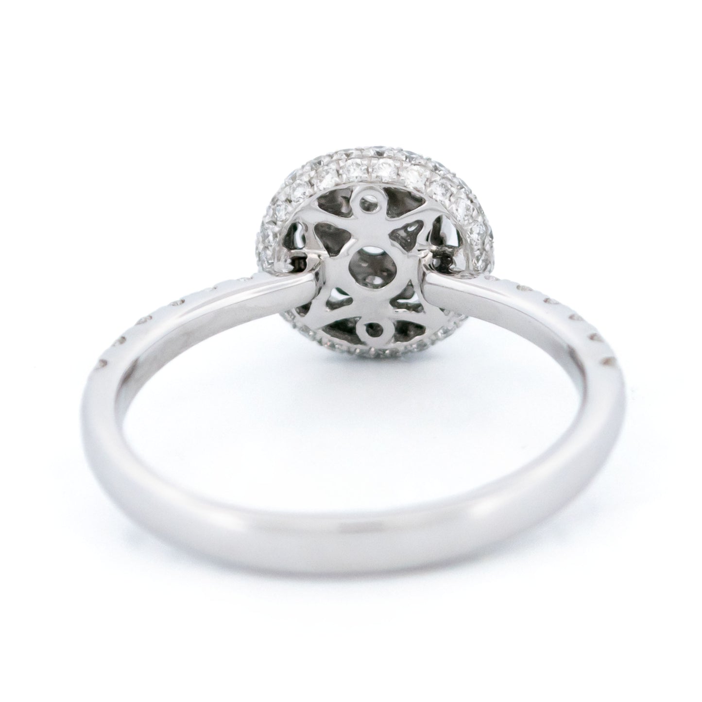 Modern 18 Carat White Gold Diamond Halo Cluster Ring, 0.83 Carat