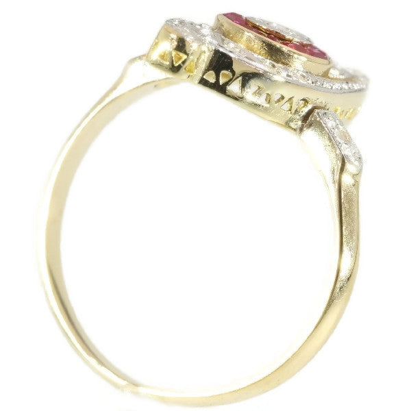 Antique French Belle Epoque Diamond and Ruby Ring