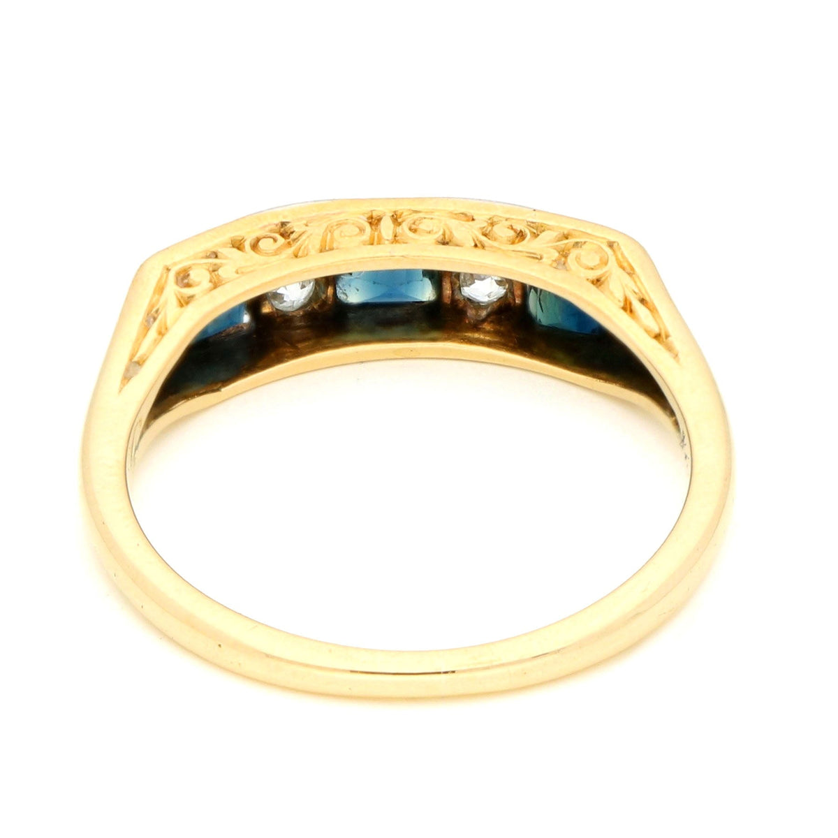 Art Deco Sapphire and Diamond Five Stone Style Ring