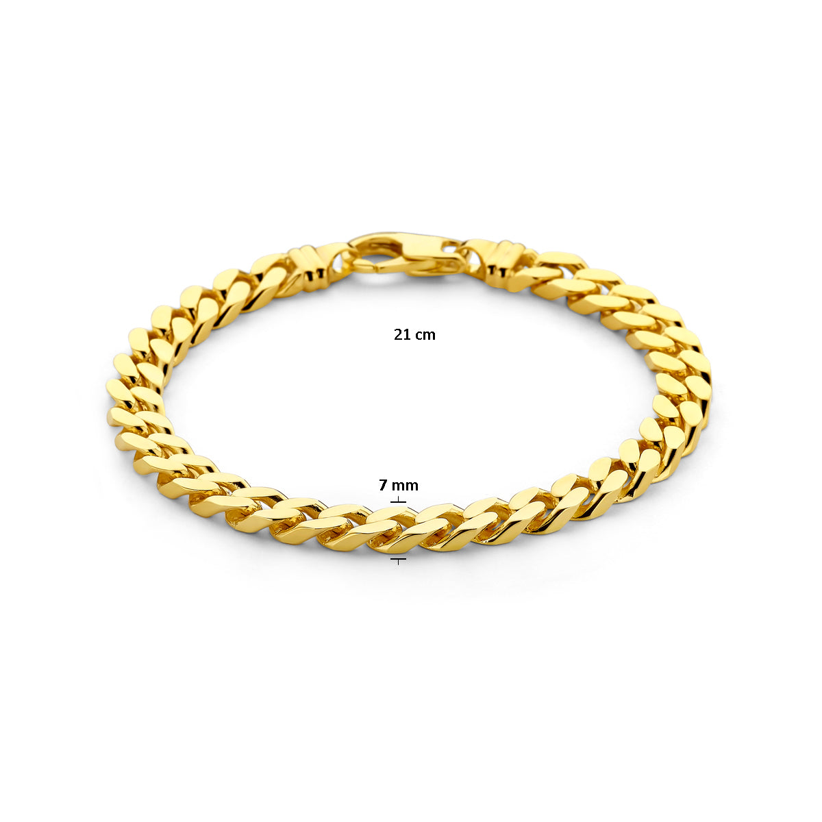 Men's 14 Carat Yellow Gold 7mm Curb Link Bracelet