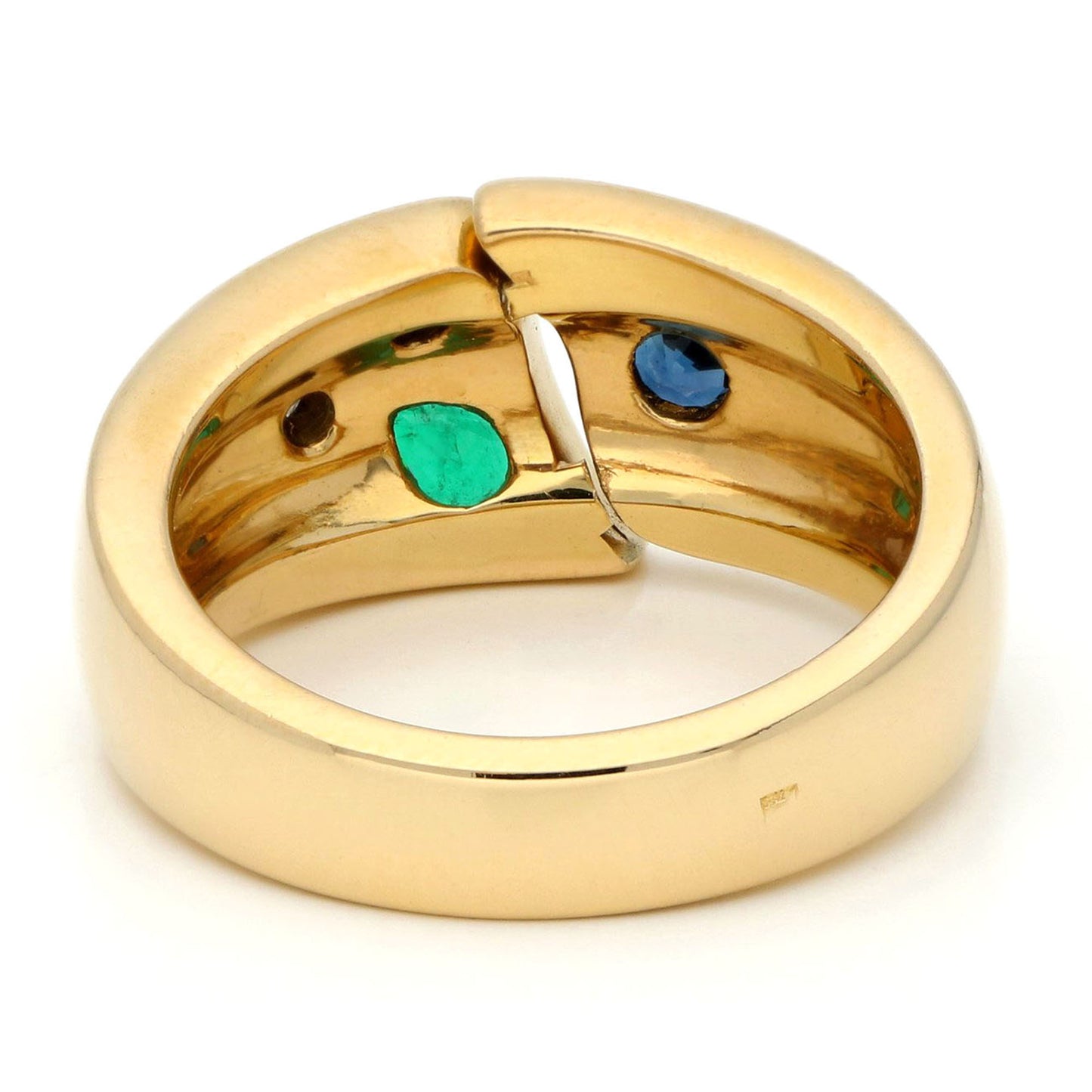 Diamond Emerald Sapphire 18k Gypsy Ring 16771-9001
