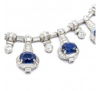 Sapphire and Diamond Fringe Necklace