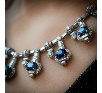 Sapphire and Diamond Fringe Necklace