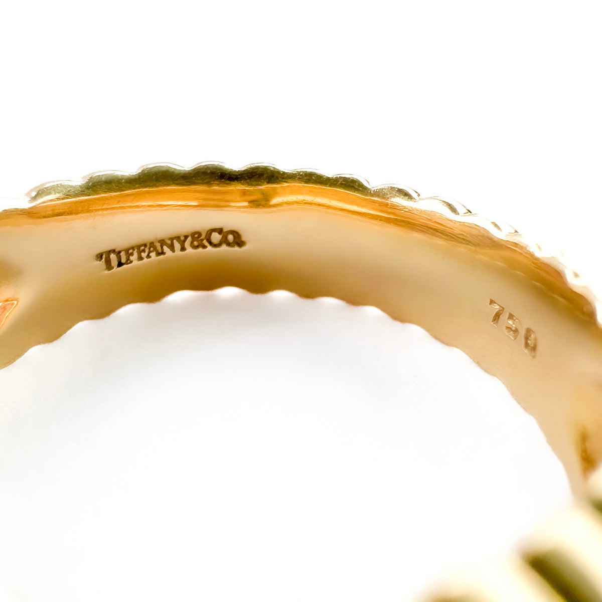 Vintage Tiffany and Co Citrine Heart Yellow Gold Ribbed Ring