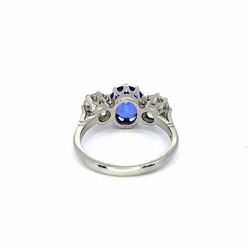 Sapphire and Diamond Three Stone Ring in Platinum, 2.60 carats