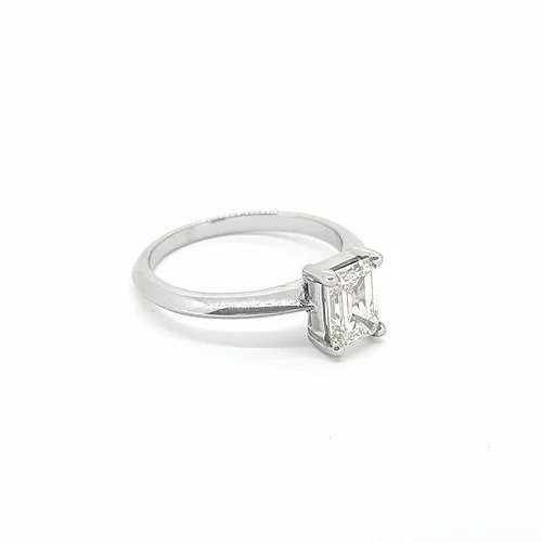Emerald Cut Diamond Single Stone Engagement Ring, 1.03 carats