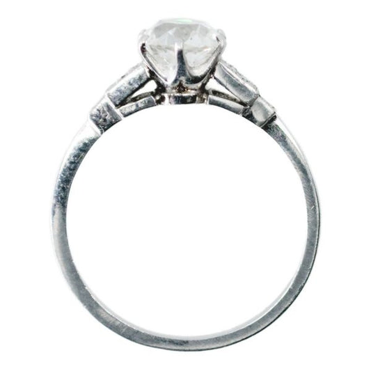 Antique Art Deco 1.14ct Cushion Cut Diamond Ring, Platinum