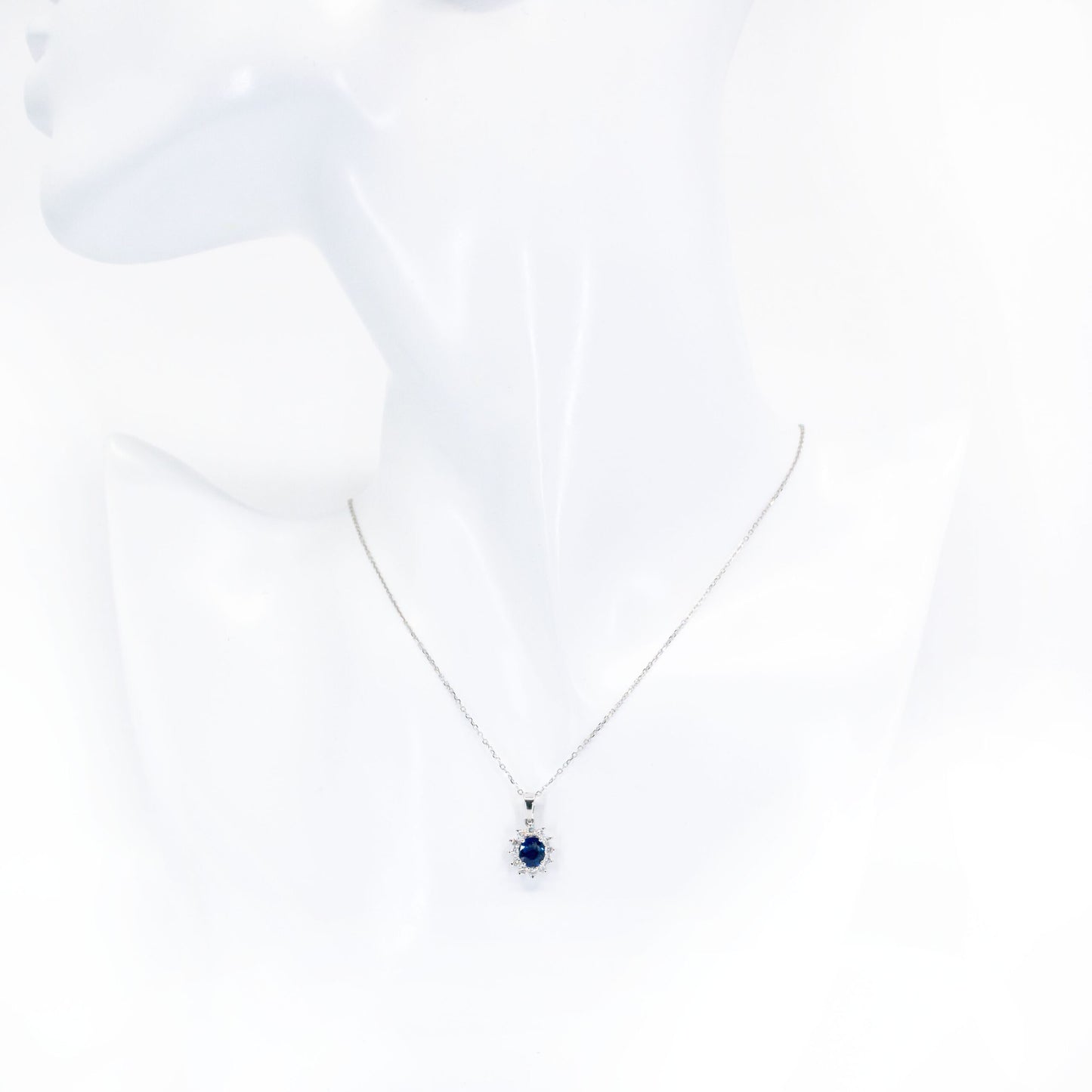 Diamond Sapphire 18k Cluster Pendant 17032-9079