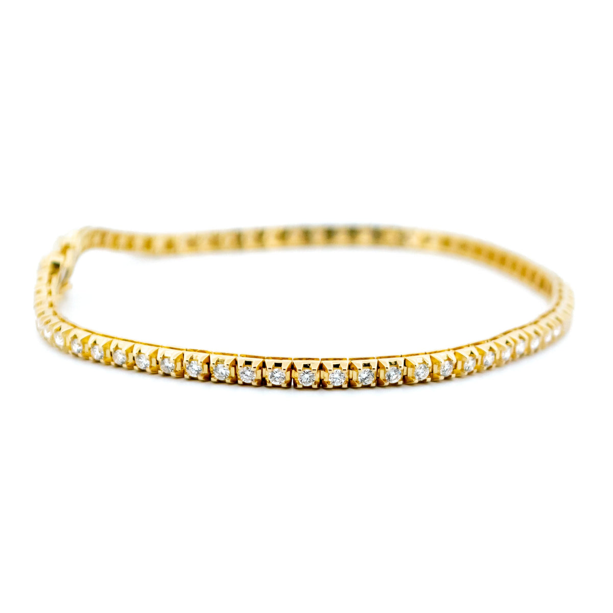 Diamond Line Tennis Bracelet, 1 Carat, in Yellow Gold
