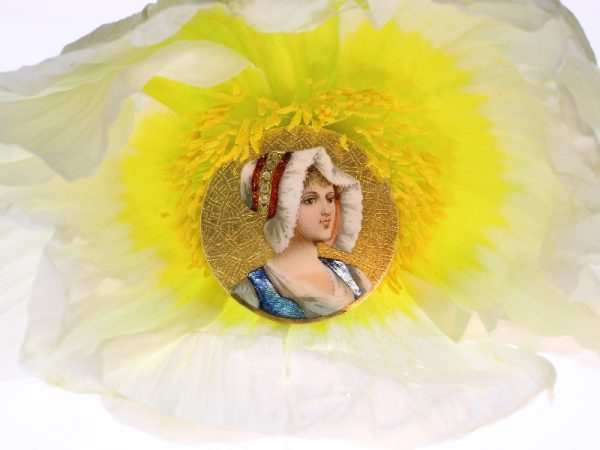 Antique Victorian Enamelled Portrait Brooch