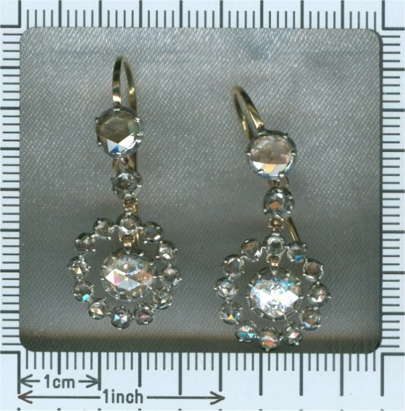 Antique Georgian Rose Cut Diamond Ear Pendants
