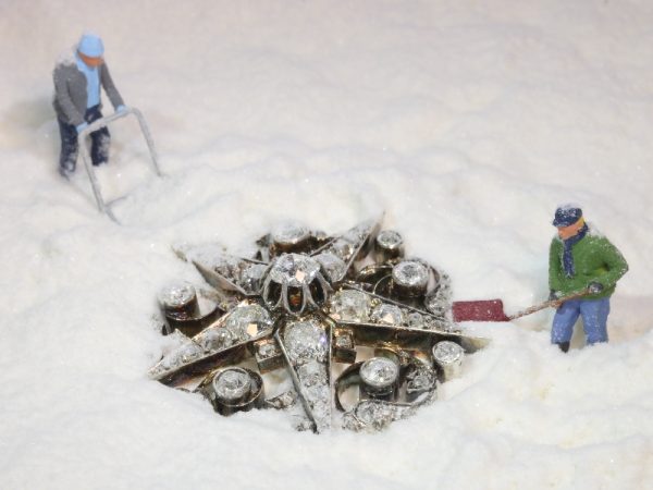 Antique Victorian French Diamond Five Point Star Brooch