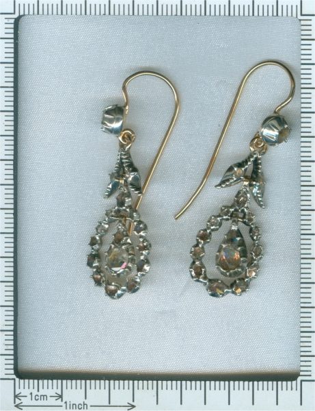 Antique Georgian Rose Cut Diamond Pendant Earrings