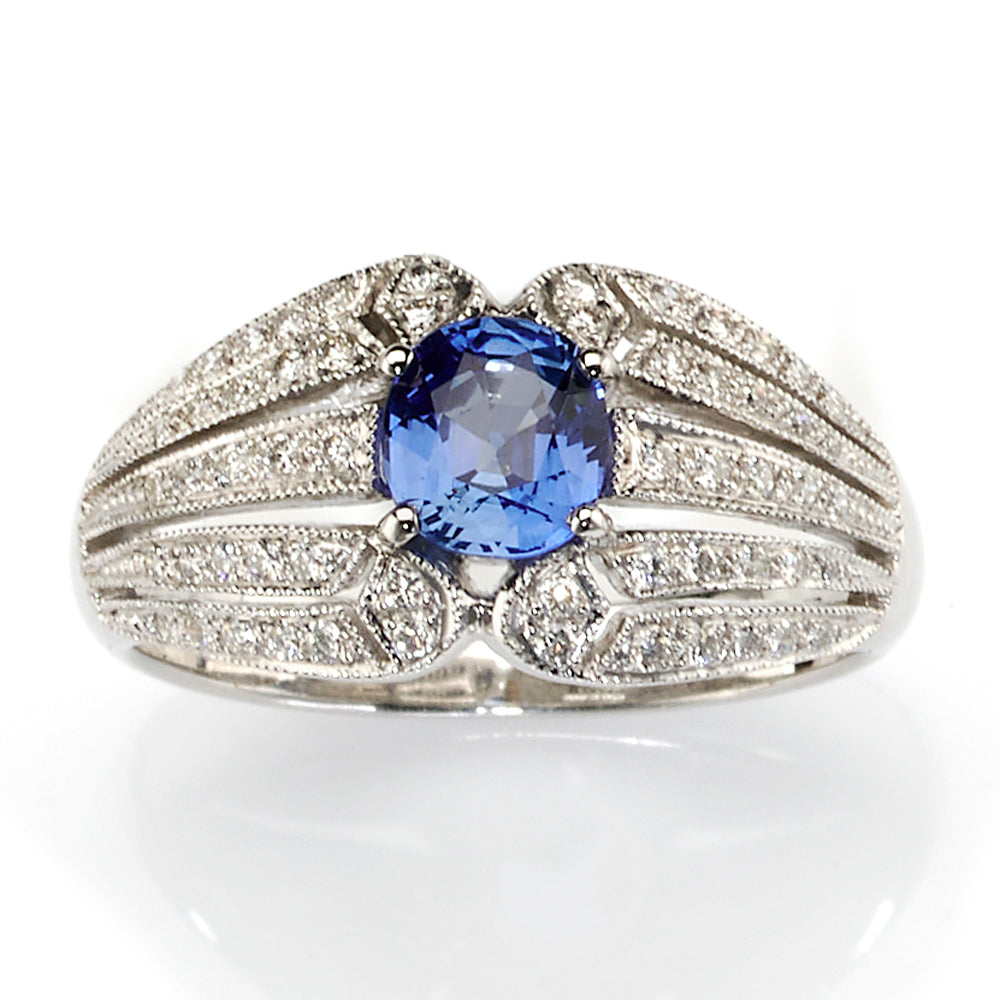 Sapphire and Diamond Bombe Style Ring