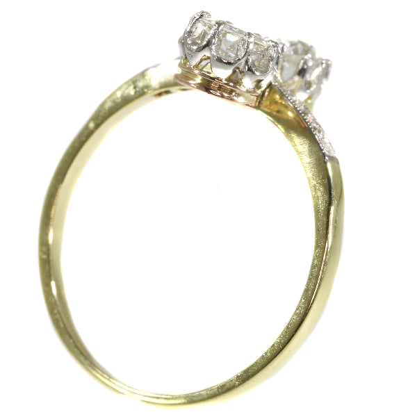 Antique Belle Epoque Two Stone Diamond Engagement Ring