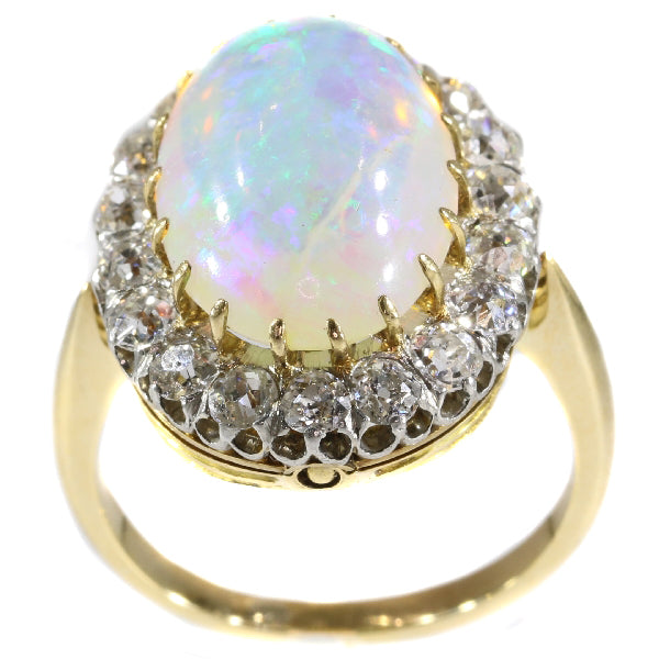 Enchanting Antique Victorian Opal and Diamond Interchangeable Ring Necklace