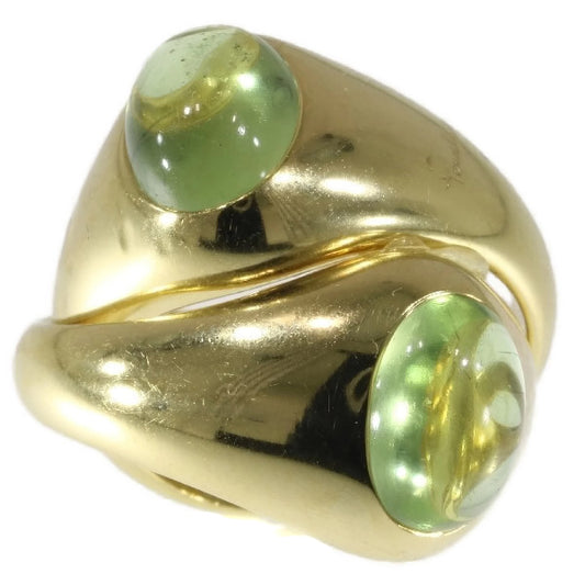 Vintage Italian Pomellato Demantoid Garnet Intertwined Gold Ring