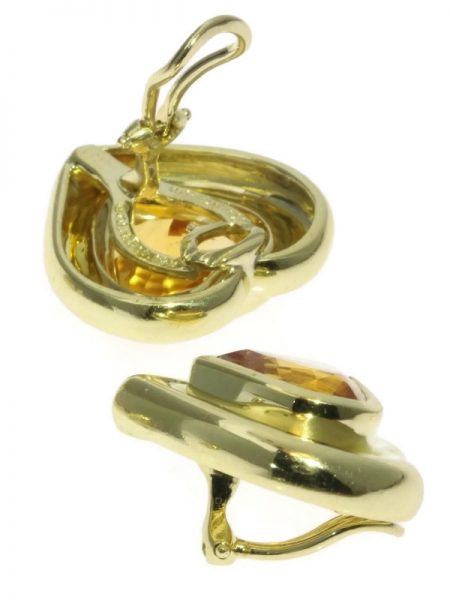 Vintage Paloma Picasso for Tiffany and Co Citrine Heart Shaped Ear Clips