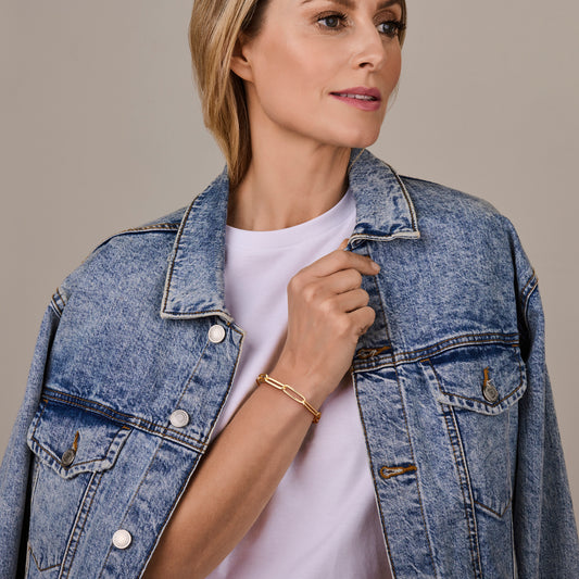 Modern 14ct Yellow Gold Paperclip Link Bracelet