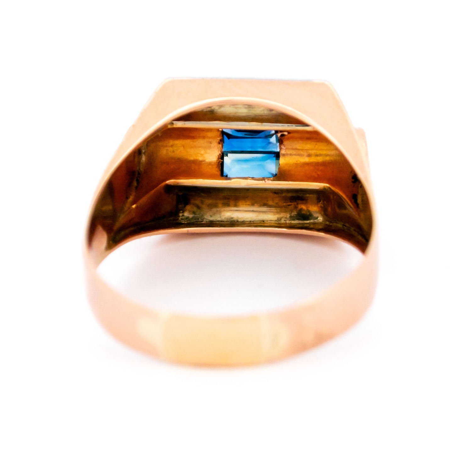 Sapphire 18 Carat Gold Two Tone Tank Ring