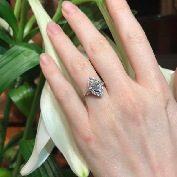 Vintage 1950s Marquise Diamond Cluster Ring, 0.85 carats