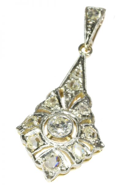 Antique Art Deco Old European and Rose Cut Diamond Pendant