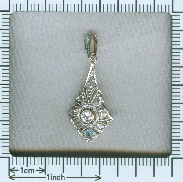 Antique Art Deco Old European and Rose Cut Diamond Pendant