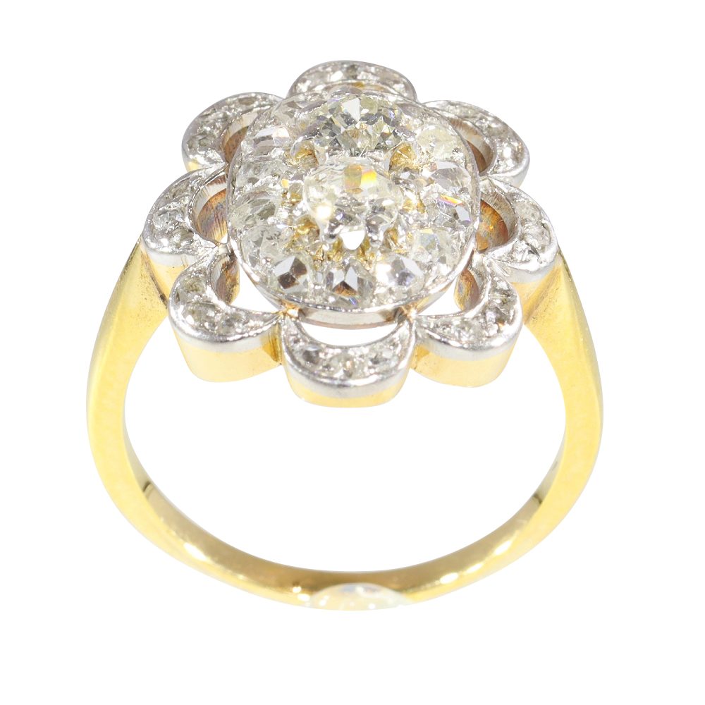 Victorian Old Cut Diamond Engagement Ring In 18 Carat Yellow Gold