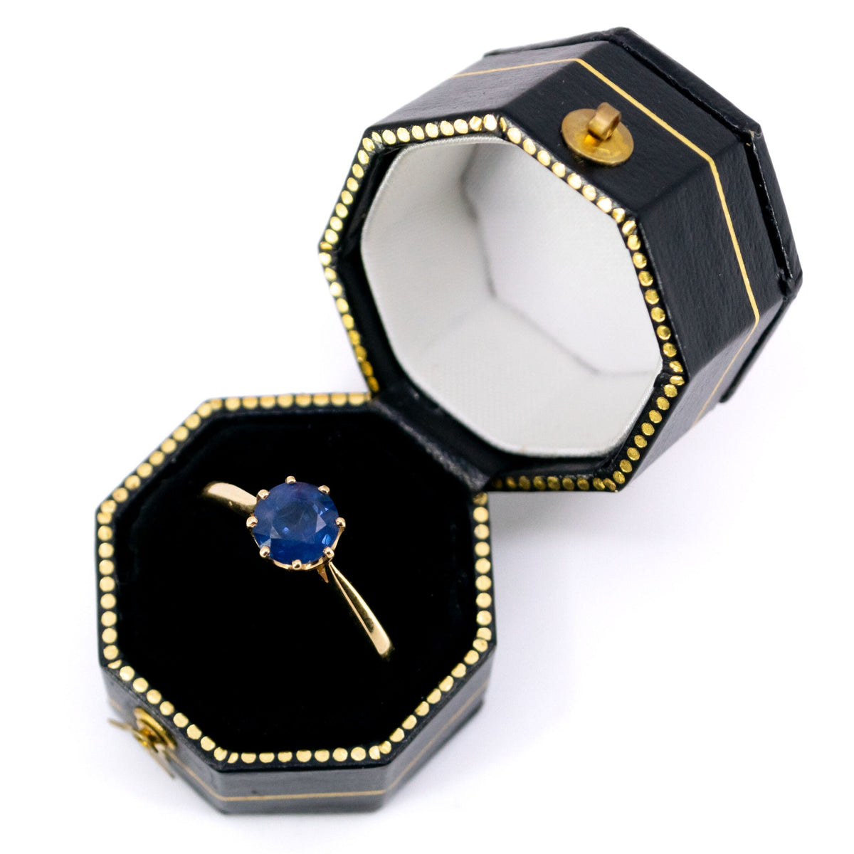 New 9 Carat Yellow Gold Sapphire Solitaire Ring, 0.75 Carat