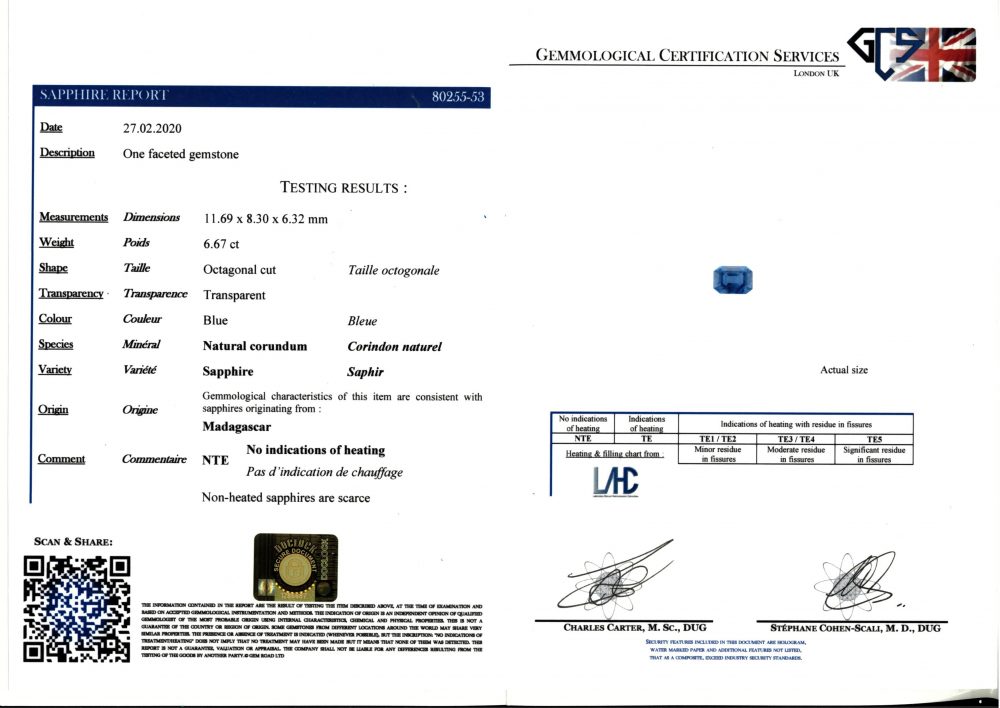 Art Deco Style 6.67ct Sapphire and Diamond Platinum Ring