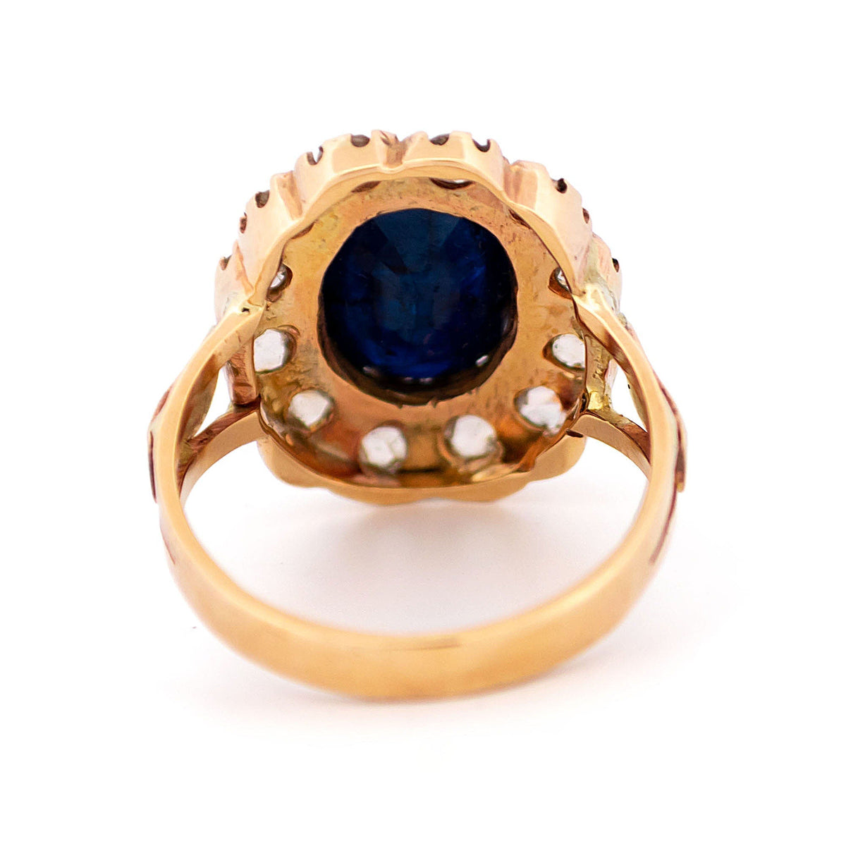 New 9 Carat Yellow Gold Sapphire and Diamond Oval Cluster Ring