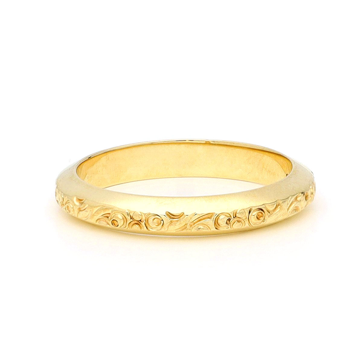 Vintage 14 Carat Yellow Gold Engraved Band