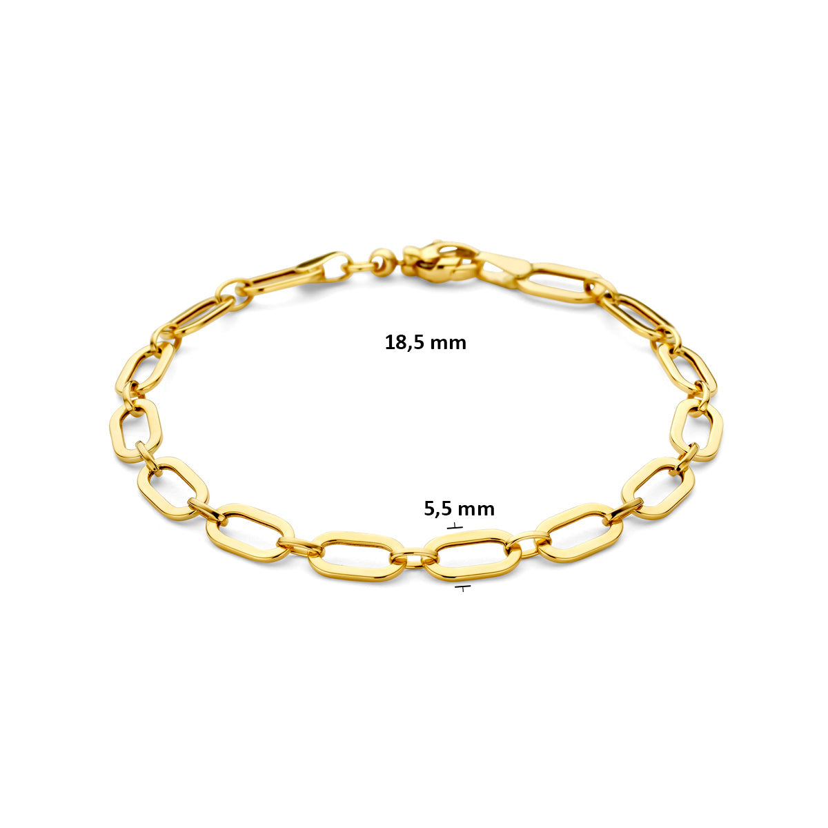 New 9 Carat Yellow Gold Paper Clip Link Bracelet