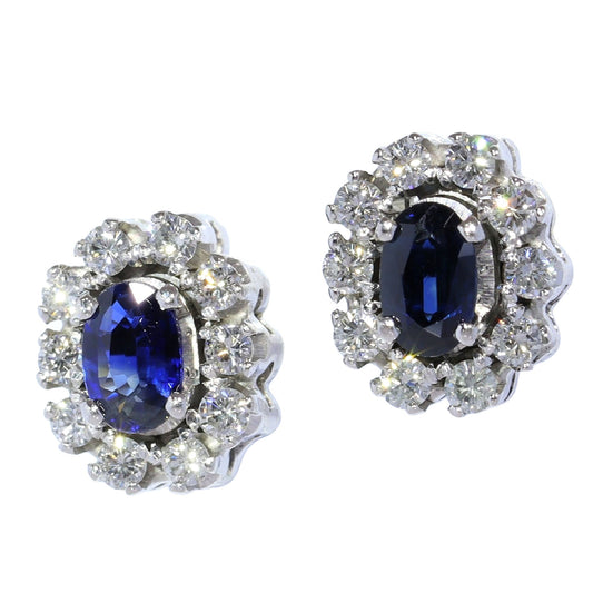 Diamond Sapphire 18ct Cluster Earrings