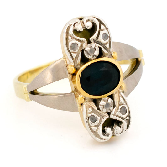Diamond Sapphire 14ct 925' Silver Ring