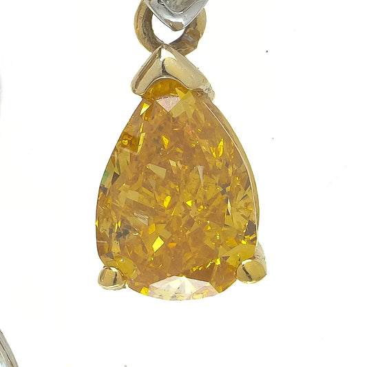 18 ct Gold Fancy Yellow And White Diamond Drop Earrings