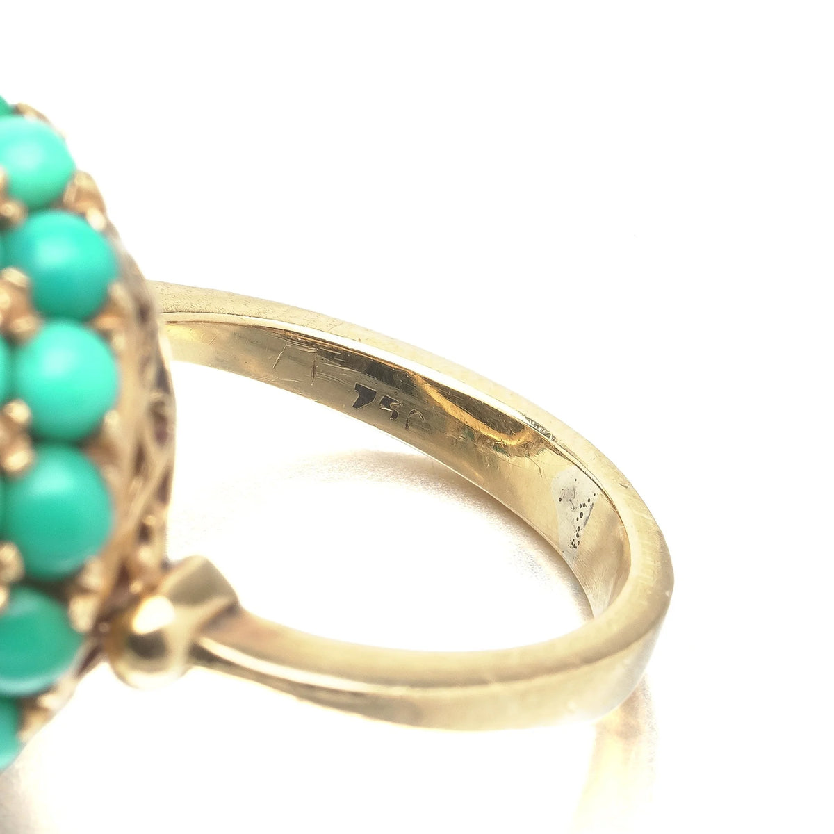 18 ct Gold Natural Turquoise Cluster Cocktail Ring