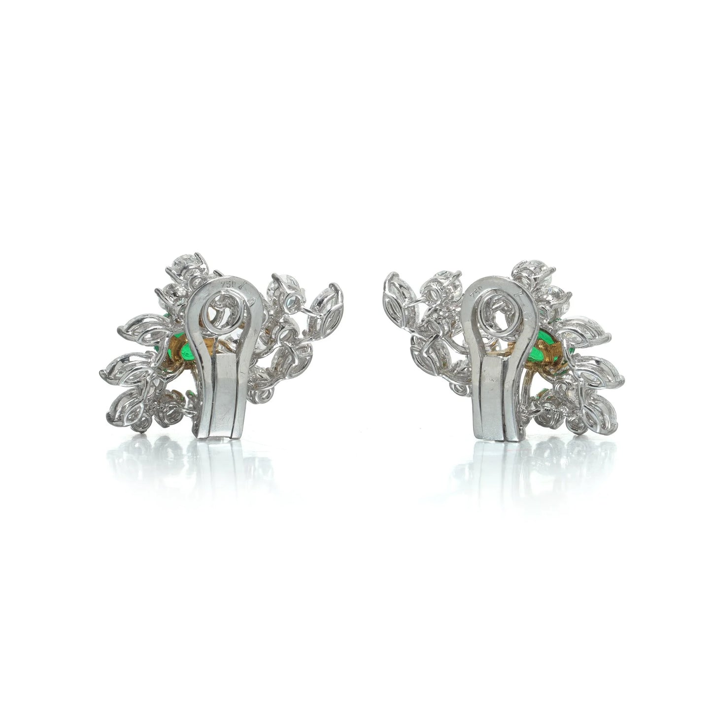 18 ct White Gold Emerald And Diamond Cluster Earrings