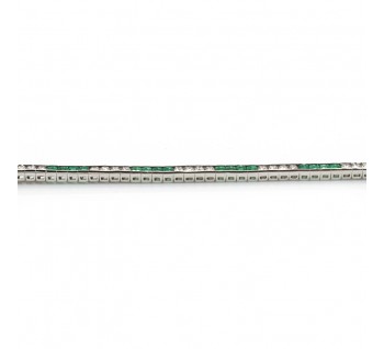 Emerald Diamond and Platinum Line Bracelet, 4.49 carat total