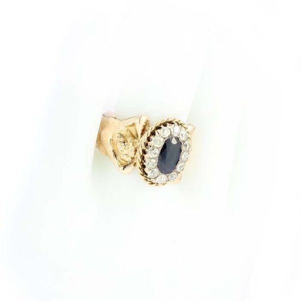Antique Sapphire and Old Cut Diamond Cluster Dress Ring