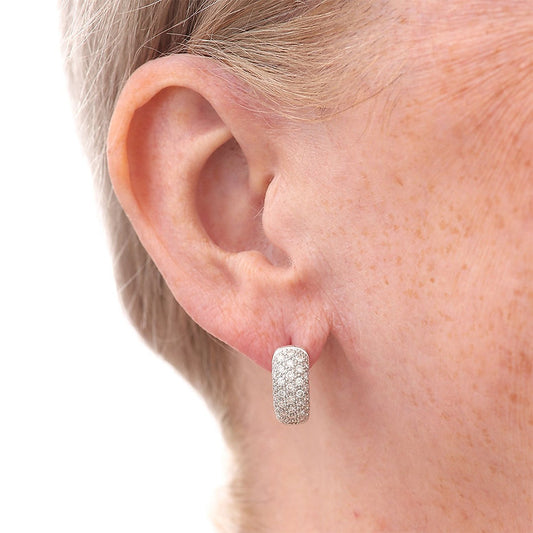 Vintage 1ct Diamond Huggie Hoop Earrings