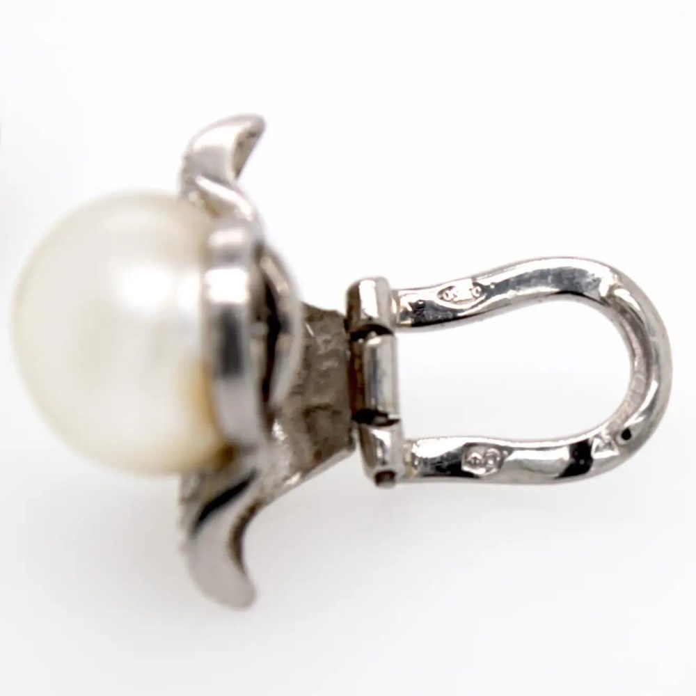 Art Deco Natural Pearl and Diamond Clip On Earrings