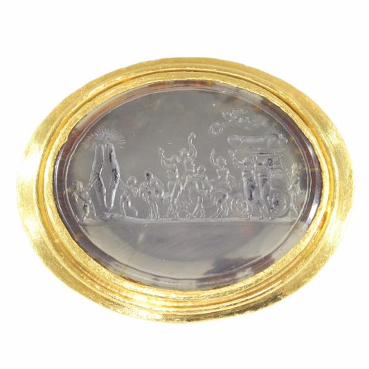 Antique 18th Century "The Triumph of Priapus" Erotic Intaglio Gold Ring